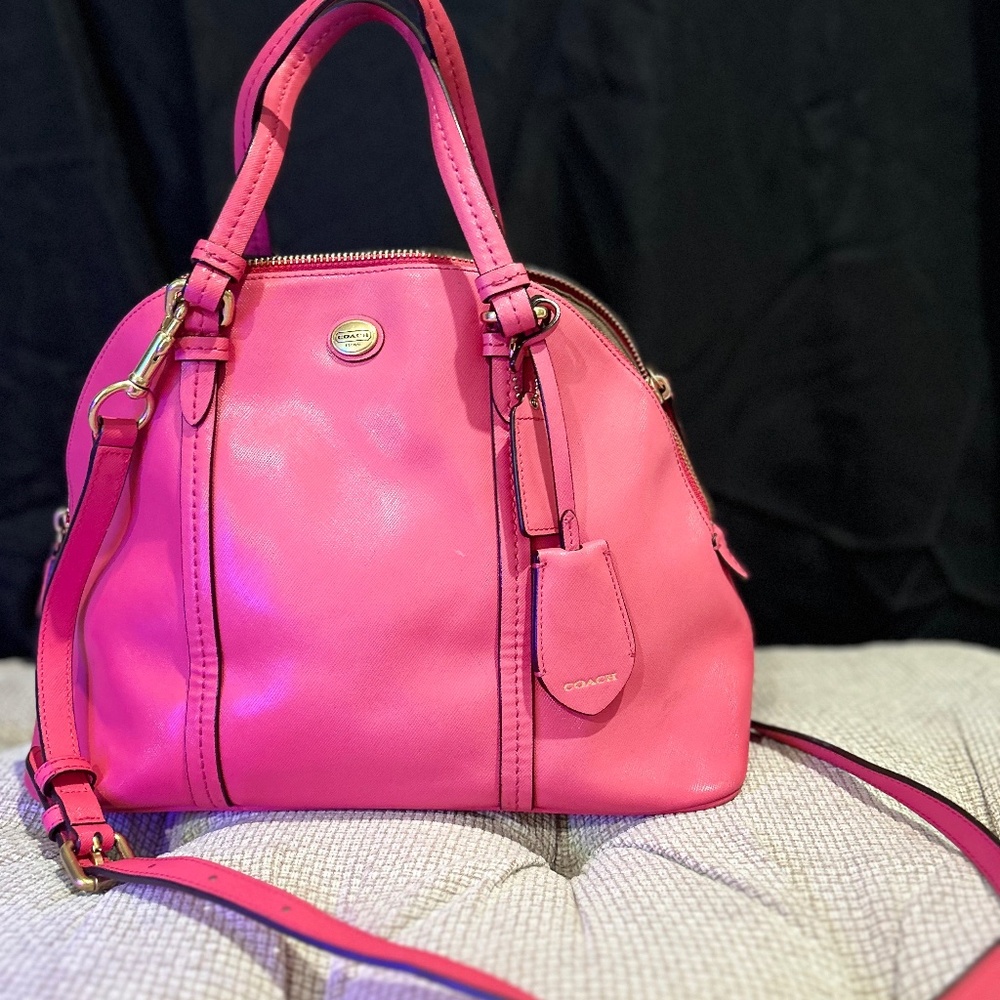 Coach Peyton Leather Cora Domed Satchel Purse